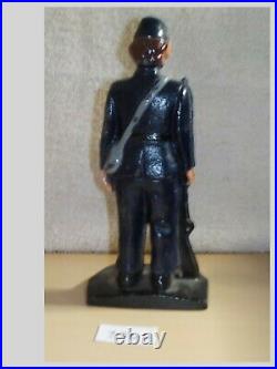 Antique Cast Iron Civil War Union Soldier withRifle Door Stop Painted Blue