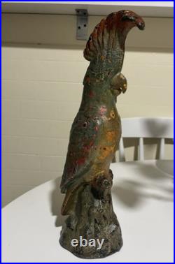 Antique Cast Iron Cockatiel Parrot Sculpture Door Stop 14