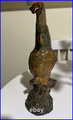 Antique Cast Iron Cockatiel Parrot Sculpture Door Stop 14