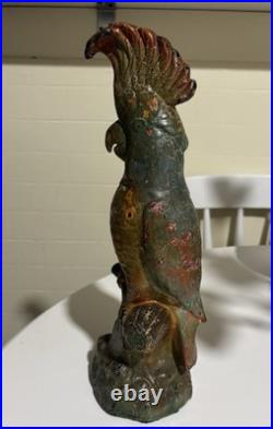 Antique Cast Iron Cockatiel Parrot Sculpture Door Stop 14