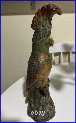 Antique Cast Iron Cockatiel Parrot Sculpture Door Stop 14