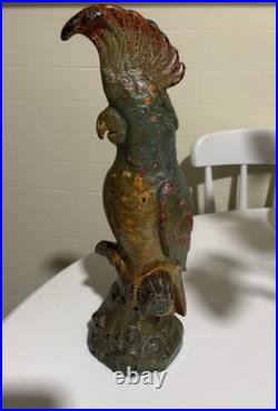 Antique Cast Iron Cockatiel Parrot Sculpture Door Stop 14