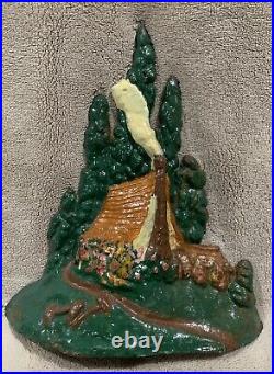 Antique Cast Iron Cottage In The Woods Doorstop Albany Foundry As Shown Antique Cast Iron Cottage In The Woods Doorstop Albany Foundry As Shown