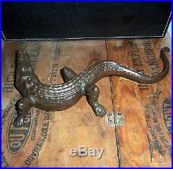Antique Cast Iron Crocodile Alligator Doorstop Paper Weight