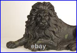 Antique Cast Iron Crouching Lion Doorstop