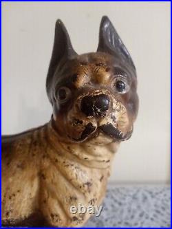 Antique Cast Iron Dog Doorstop Boxer/Bulldog Hubley