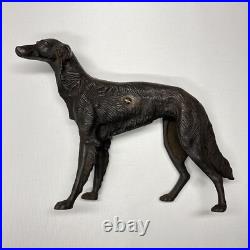Antique Cast Iron Dog Doorstop Hubley Style Borzoi Whippet Wolf Hound Statue
