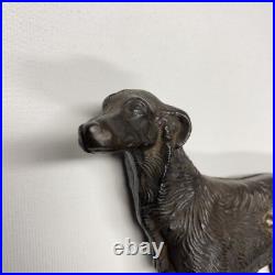 Antique Cast Iron Dog Doorstop Hubley Style Borzoi Whippet Wolf Hound Statue