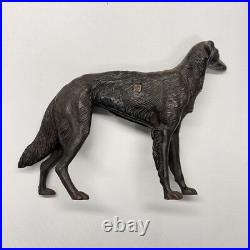 Antique Cast Iron Dog Doorstop Hubley Style Borzoi Whippet Wolf Hound Statue