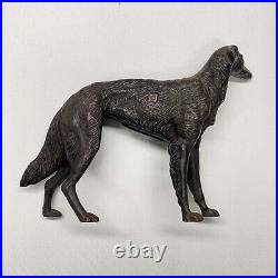 Antique Cast Iron Dog Doorstop Hubley Style Borzoi Whippet Wolf Hound Statue