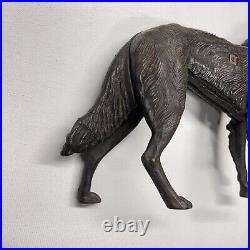 Antique Cast Iron Dog Doorstop Hubley Style Borzoi Whippet Wolf Hound Statue