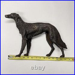 Antique Cast Iron Dog Doorstop Hubley Style Borzoi Whippet Wolf Hound Statue