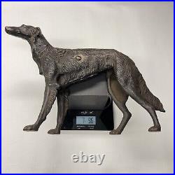 Antique Cast Iron Dog Doorstop Hubley Style Borzoi Whippet Wolf Hound Statue