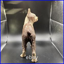 Antique Cast Iron Dog Doorstop Statue Figurine Boston Terrier 8.75 Tall