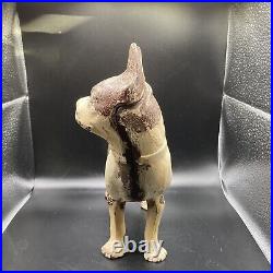 Antique Cast Iron Dog Doorstop Statue Figurine Boston Terrier 8.75 Tall