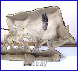 Antique Cast Iron Door Stop Angry Bull & Farmer Farm Life Garden Asian Comical