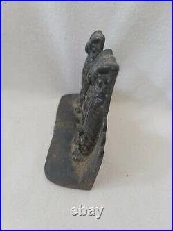 Antique Cast Iron Door Stop Double Owl Rare