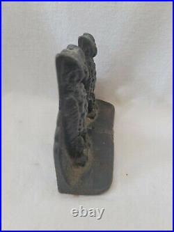 Antique Cast Iron Door Stop Double Owl Rare