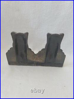 Antique Cast Iron Door Stop Double Owl Rare