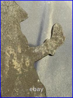 Antique Cast Iron Door Stop Little Boy Crossing Guard Police Officer Cop & Puppy