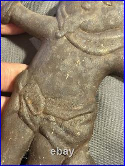 Antique Cast Iron Door Stop Little Boy Crossing Guard Police Officer Cop & Puppy