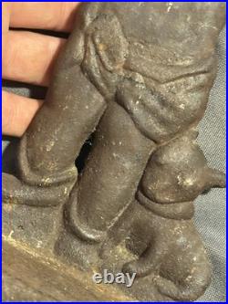 Antique Cast Iron Door Stop Little Boy Crossing Guard Police Officer Cop & Puppy