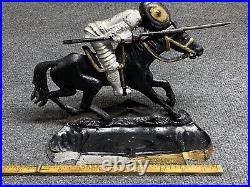 Antique Cast Iron Door Stop Verona 336 Charging Knight Horseback Pat Pend