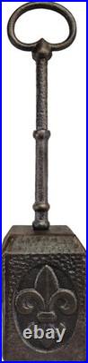 Antique Cast Iron Door Stopper with Fleur De Lis Design