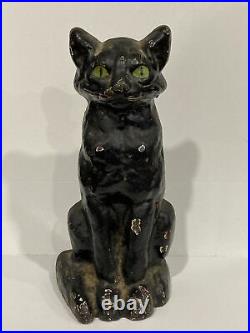 Antique Cast Iron Doorstop Black Cat