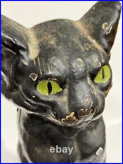 Antique Cast Iron Doorstop Black Cat