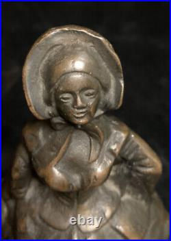 Antique Cast Iron Doorstop Colonial Lady # 19 Electroplated National Foundry