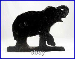 Antique Cast Iron Doorstop Colorful Elephant Raised Trunk & leg on Green Base Antique Cast Iron Doorstop Colorful Elephant Raised Trunk & leg on Green Base