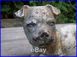 Antique Cast Iron Doorstop Hubley Boston Terrier Puppy Fido Pup Vintage Dog Rare