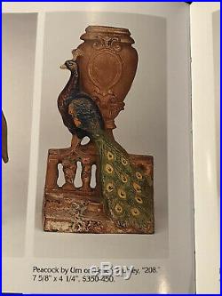 Antique Cast Iron Doorstop, Peacock By Urn On Fence By Hubley #208 -NO RESERVE