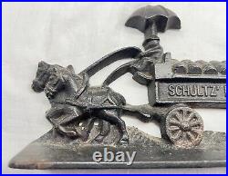 Antique Cast Iron Doorstop SCHULTZ BEER & ALE Wagon