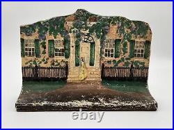 Antique Cast Iron Doorstop Woman in Front of House Mansion Eastern Specialty MFG