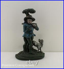 Antique Cast Iron Doorstop Woodsman with Dog Likely English late 1800's