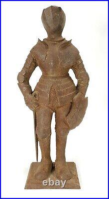 Antique Cast Iron Doorstop in the Form of a Medieval Standing Knight 13 3/8