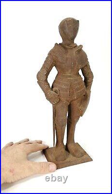 Antique Cast Iron Doorstop in the Form of a Medieval Standing Knight 13 3/8