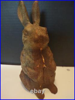 Antique Cast Iron Double-Sided BUNNY RABBIT Doorstop / Garden Decoration