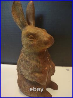 Antique Cast Iron Double-Sided BUNNY RABBIT Doorstop / Garden Decoration