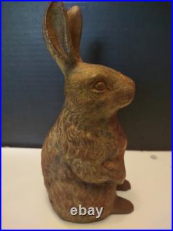 Antique Cast Iron Double-Sided BUNNY RABBIT Doorstop / Garden Decoration