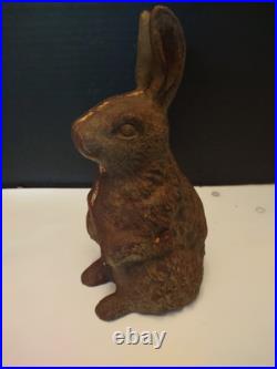 Antique Cast Iron Double-Sided BUNNY RABBIT Doorstop / Garden Decoration