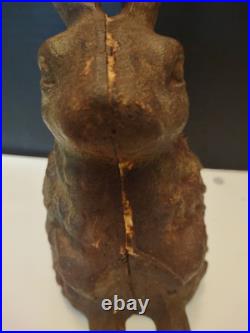 Antique Cast Iron Double-Sided BUNNY RABBIT Doorstop / Garden Decoration