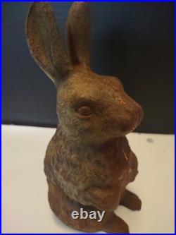 Antique Cast Iron Double-Sided BUNNY RABBIT Doorstop / Garden Decoration
