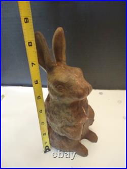 Antique Cast Iron Double-Sided BUNNY RABBIT Doorstop / Garden Decoration