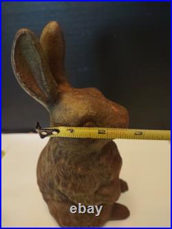 Antique Cast Iron Double-Sided BUNNY RABBIT Doorstop / Garden Decoration