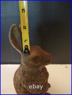 Antique Cast Iron Double-Sided BUNNY RABBIT Doorstop / Garden Decoration