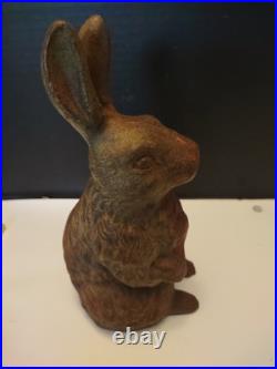 Antique Cast Iron Double-Sided BUNNY RABBIT Doorstop / Garden Decoration