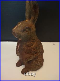 Antique Cast Iron Double-Sided BUNNY RABBIT Doorstop / Garden Decoration